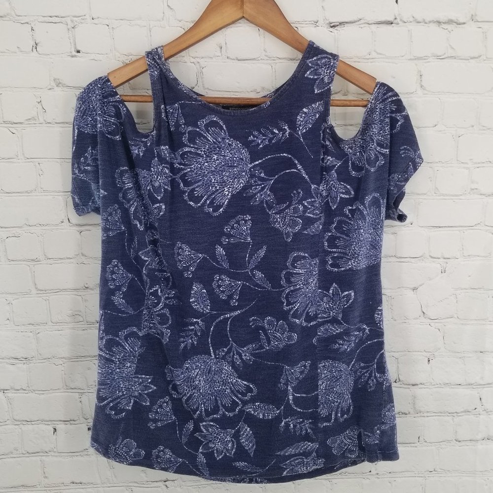 🌵 Banana Republic Floral Cold Shoulder Top sz M